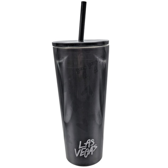 Starbucks Other - Starbucks 2019 Las Vegas Metal Tumbler w Straw, Lid 16oz Black Hearts Spades 777